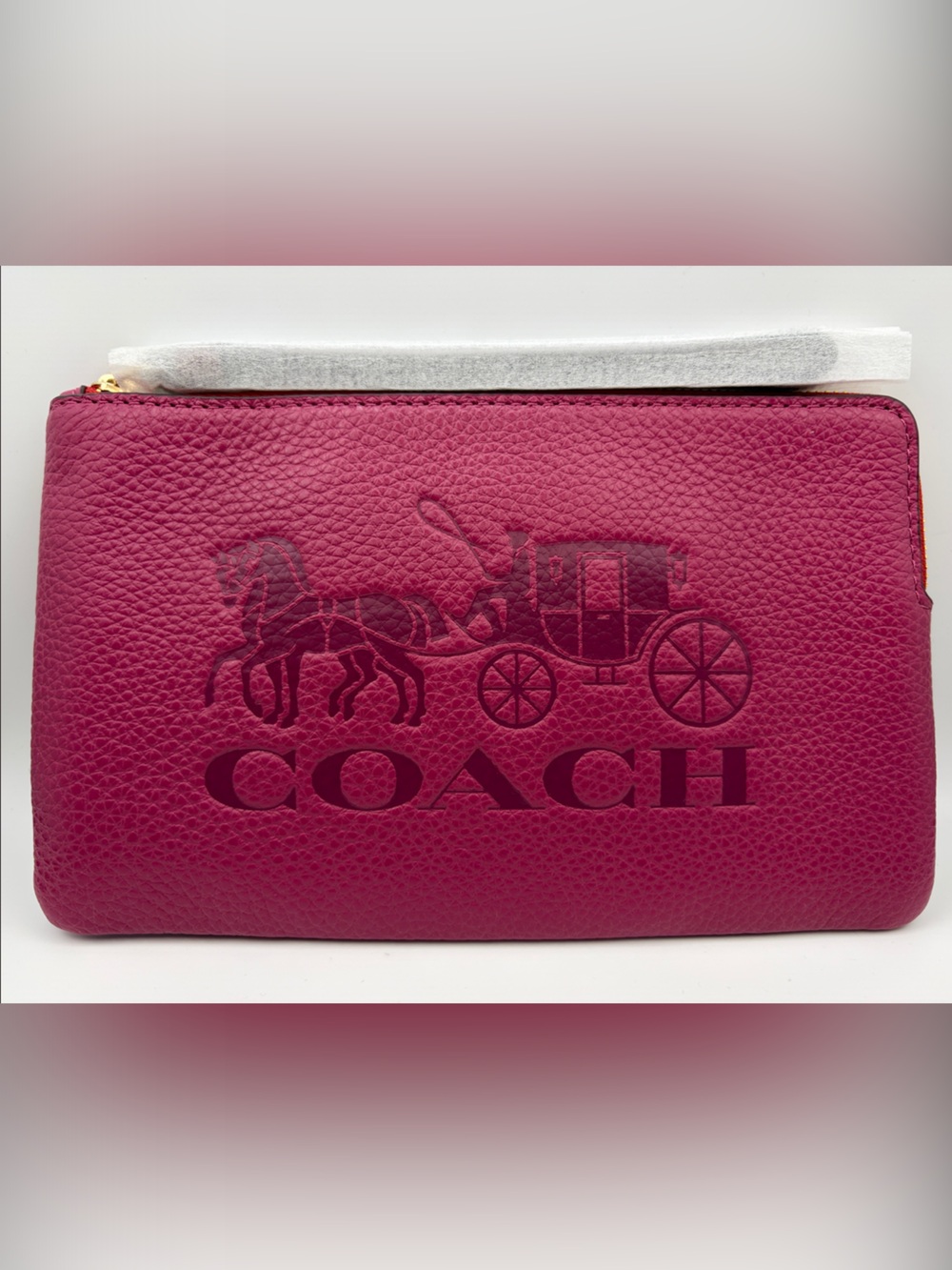 Coach Large Corner Zip Wristlet in Colorblock with Horse & Carriage (C5888)